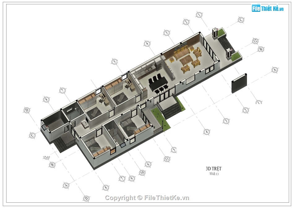 Nhà cấp 4 chữ L,Revit nhà cấp 4 chữ L,file revit nhà cấp 4