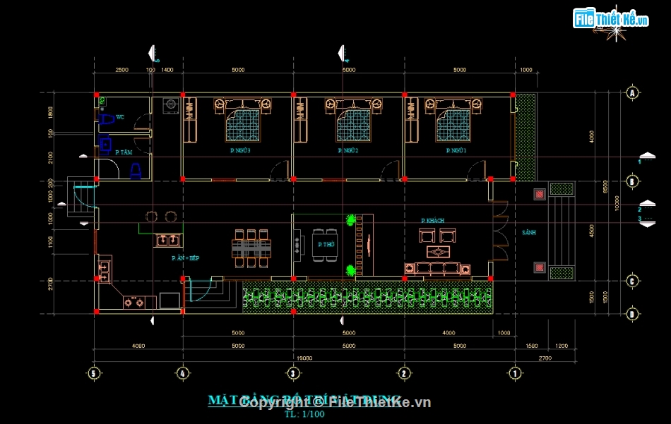 Nhà mái thái cấp 4,thiết kế nhà cấp 4 mái thái,file cad thiết kế nhà cấp 4,Hồ sơ thiết kế nhà cấp 4,nhà cấp 4 diện tích 8.5x19m