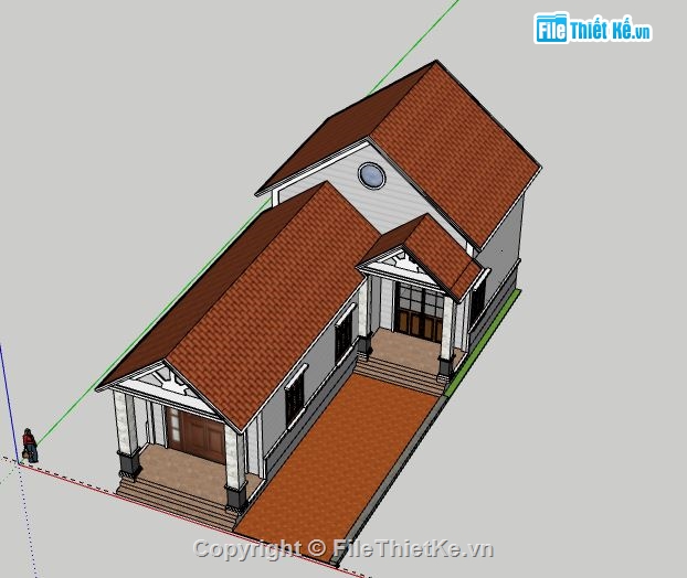 Nhà mái thái cấp 4,file sketchup nhà cấp 4,nhà cấp 4 model su,sketchup nhà cấp 4,nhà cấp 4 file su