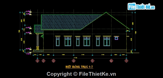 Nhà mái thái cấp 4,nhà cấp 4 mái thái 8x17.7m,bản vẽ nhà cấp 4 mái thái.,thiết kế nhà cấp 4