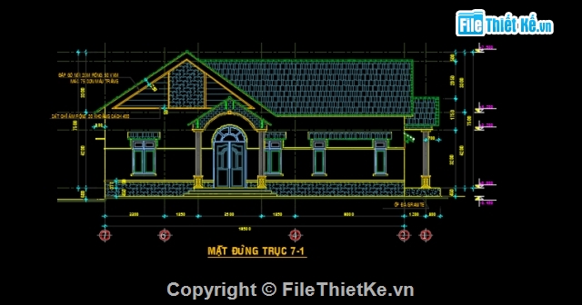 Nhà mái thái cấp 4,nhà cấp 4 mái thái 8x17.7m,bản vẽ nhà cấp 4 mái thái.,thiết kế nhà cấp 4