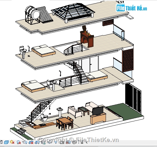 Bản vẽ nhà 3 tầng,Nhà dân 3 tầng,nhà phố revit,bản vẽ nhà phố,nhà phố 3 tầng 4.2x10.2m