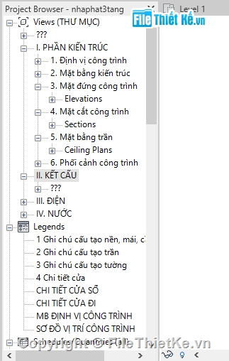 Bản vẽ nhà 3 tầng,Nhà dân 3 tầng,nhà phố revit,bản vẽ nhà phố,nhà phố 3 tầng 4.2x10.2m