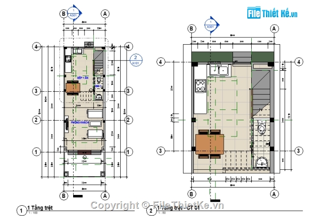Bản vẽ nhà 3 tầng,Nhà dân 3 tầng,nhà phố revit,bản vẽ nhà phố,nhà phố 3 tầng 4.2x10.2m