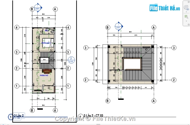 Bản vẽ nhà 3 tầng,Nhà dân 3 tầng,nhà phố revit,bản vẽ nhà phố,nhà phố 3 tầng 4.2x10.2m