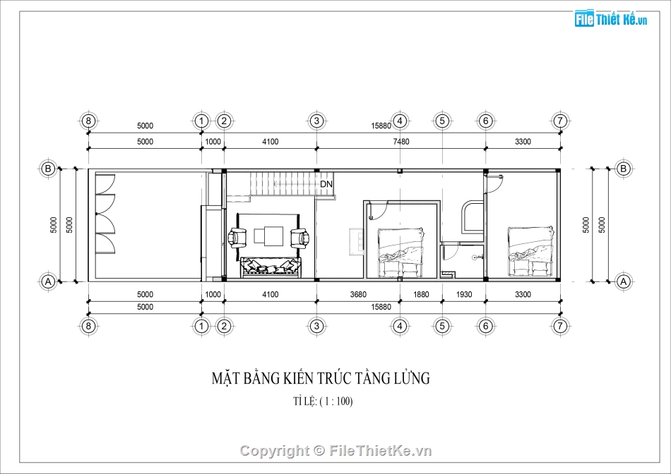 mẫu nhà gác lửng,thiết kế nhà gác lửng,file revit nhà gác lửng