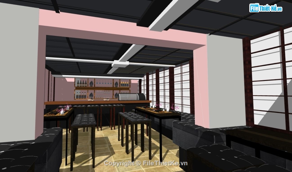 model su nhà hàng,sketchup nhà hàng,dựng model su nhà hàng