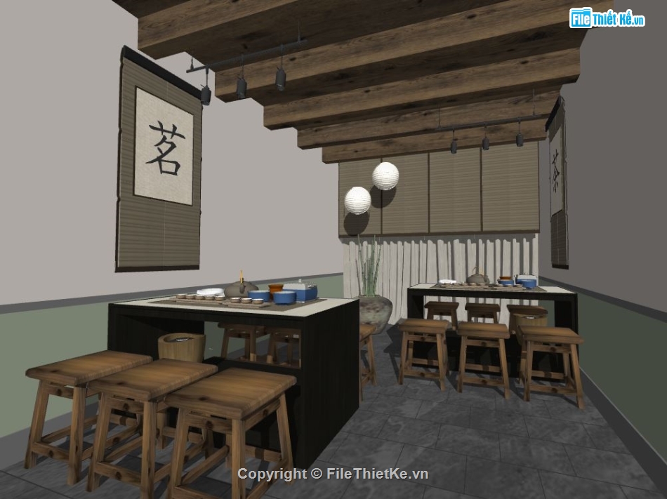 Nhà hàng su,file su nhà hàng,sketchup nhà hàng