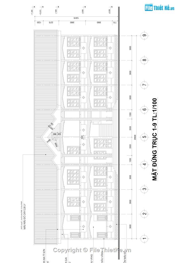 Nhà hiệu bộ trường THPT,Nhà Hiệu bộ,Nhà Hiệu Bộ 10.4x29.6m,Mẫu nhà hiệu bộ trường THPT,Bản vẽ nhà hiệu bộ kềm dự toán