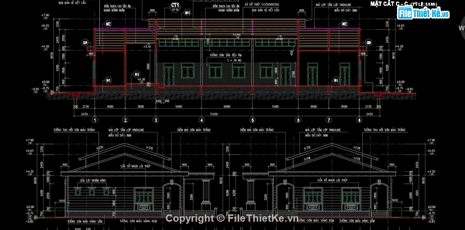 kiến trúc hội trường,dự toán,kết cấu,file cad kiến trúc