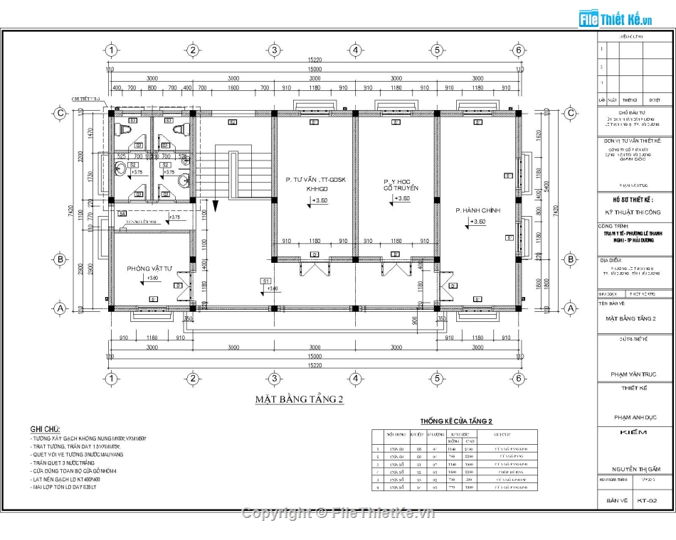 Thiết kế trạm y tế,trạm y tế 2 tầng 7.4x15.2m,File cad trạm y tế 2 tầng,trạm y tế phường,Bản vẽ trạm y tế 2 tầng