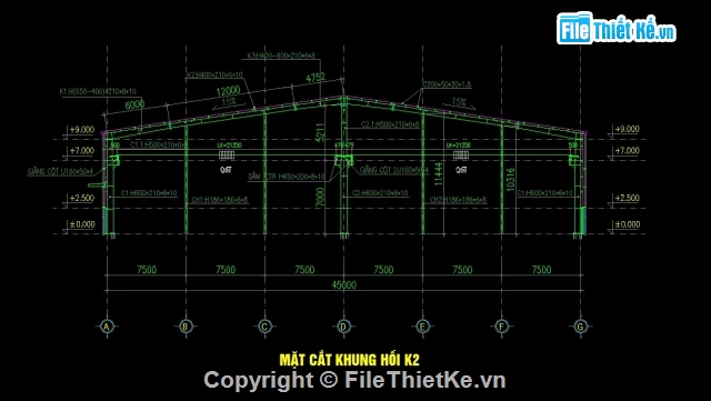 Nhà khung thép zamil 45x84m khẩu độ kèo 45m có cột giữa ct5t