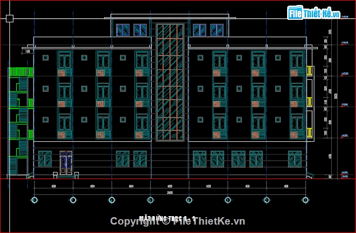 nhà 4 tầng 13.3x31.5m,bản vẽ ký túc xá 4 tầng,thiết kế kí túc xá 4 tầng,mẫu kí túc xá 4 tầng