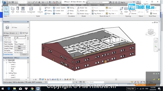 file revit,revit artchitecture 2017,bản vẽ thiết kế,filethietke,File nhà làm việc 2 tầng