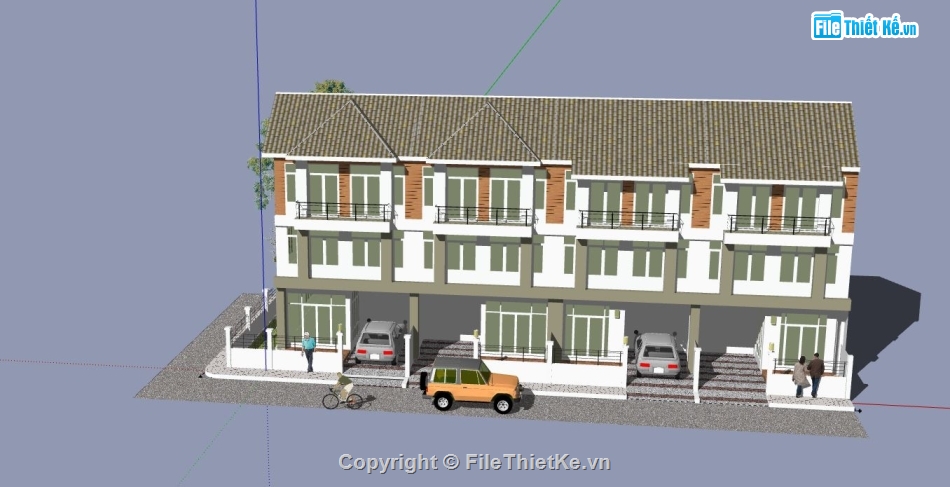 Nhà làm việc 3 tầng,Model su nhà làm việc 3 tầng,nhà làm việc 3 tầng model su,sketchup nhà phố 3 tầng