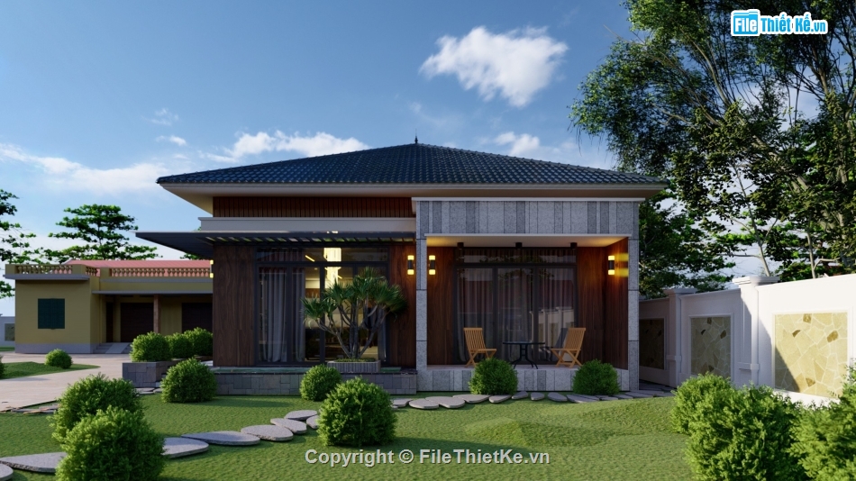 1 tầng,hiện đại,mái nhật,phòng hiện đại,nhà vườn,không gian mở