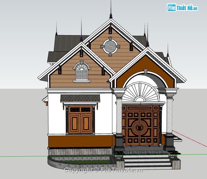 nhà 1 tầng mái thái,file su nhà 1 tầng,nhà 1 tầng file sketchup