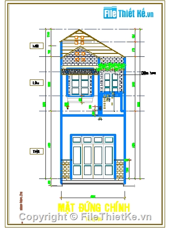 Nhà phố,Nhà 2 tầng,Nhà phố 2 tầng,4.2x19m,bản vẽ nhà phố mặt tiền 4.2m,bản vẽ kỹ thuật