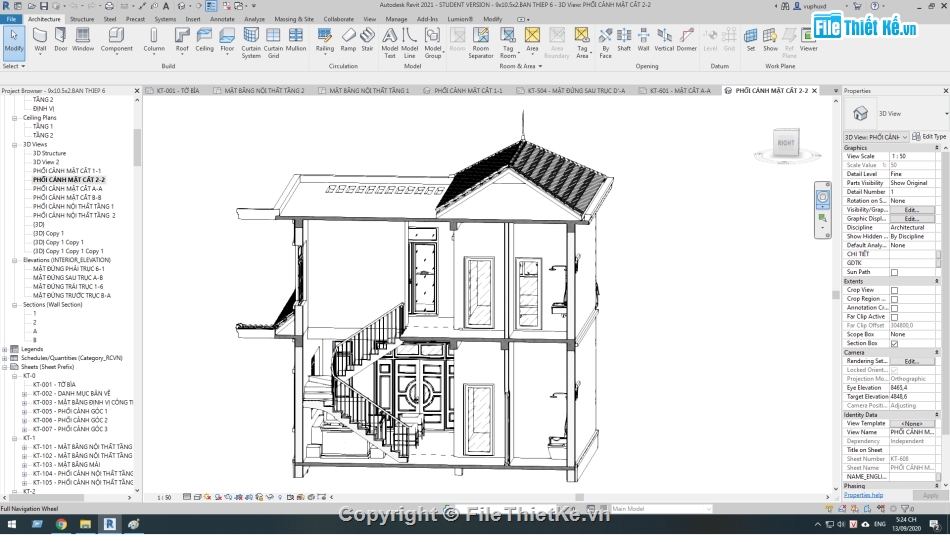 Nhà 2 tầng 8.5x10.5m,kiến trúc 2 tầng 8.5x10.5m,full kiến trúc,Bản vẽ revit biệt thự 2 tầng