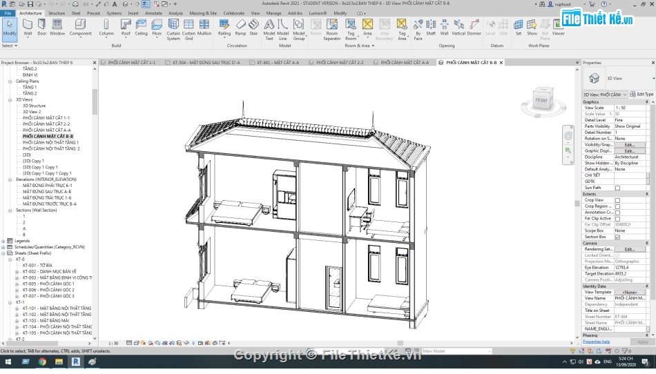 Nhà 2 tầng 8.5x10.5m,kiến trúc 2 tầng 8.5x10.5m,full kiến trúc,Bản vẽ revit biệt thự 2 tầng