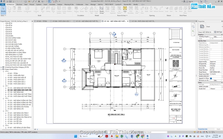Nhà 2 tầng,biệt thự hiện đại,Revit nhà phố 2 tầng,File revit nhà ở 2 tầng