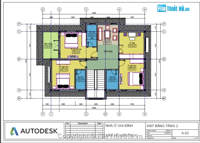 Nhà ở nông thôn,file revit biệt thự 2 tầng,nhà 2 tầng 10x14,bản vẽ biệt thự 2 tầng 10.8x14.8m