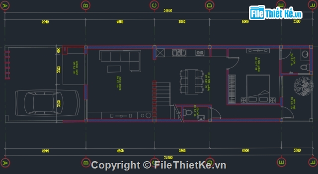 3 tầng,5.5x21.5m,kiến trúc + kết cấu