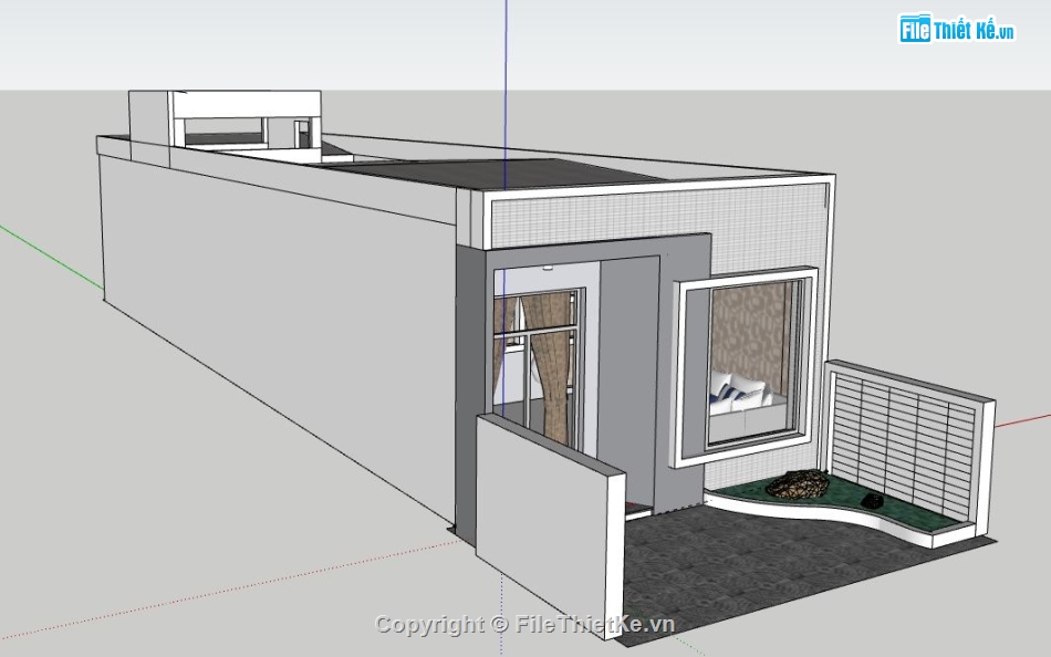 Nhà phố 1 tầng,model su nhà phố 1 tầng,sketchup nhà phố 1 tầng,file su nhà phố 1 tầng,su nhà phố 1 tầng