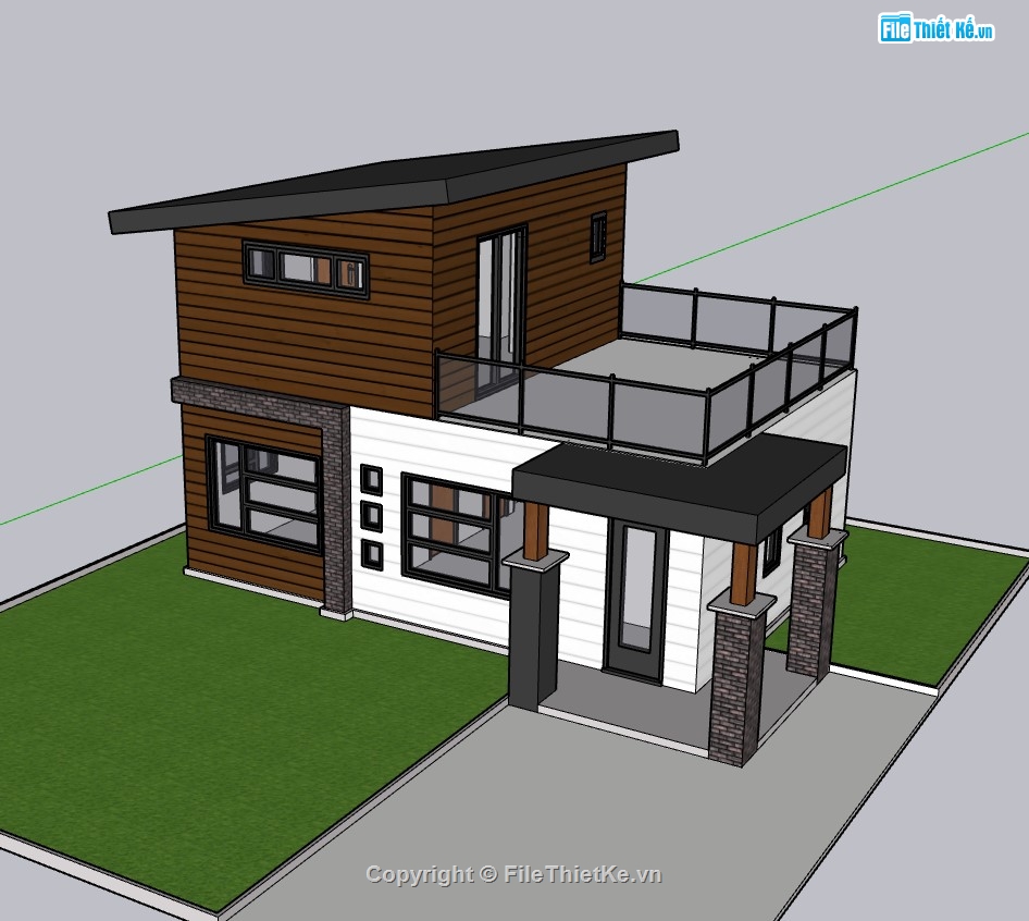 Nhà phố 1 tầng,su nhà phố,sketchup nhà phố,su nhà phố 1 tầng,sketchup 1 tầng