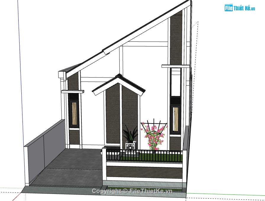 Nhà phố 1 tầng,model su nhà phố 1 tầng,nhà phố 1 tầng sketchup,sketchup nhà phố 1 tầng,nhà phố 1 tầng file su