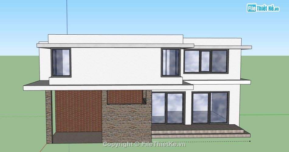 Nhà phố 2 tầng,model su nhà phố 2 tầng,file su nhà phố 2 tầng,nhà phố 2 tầng file su,sketchup nhà phố 2 tầng