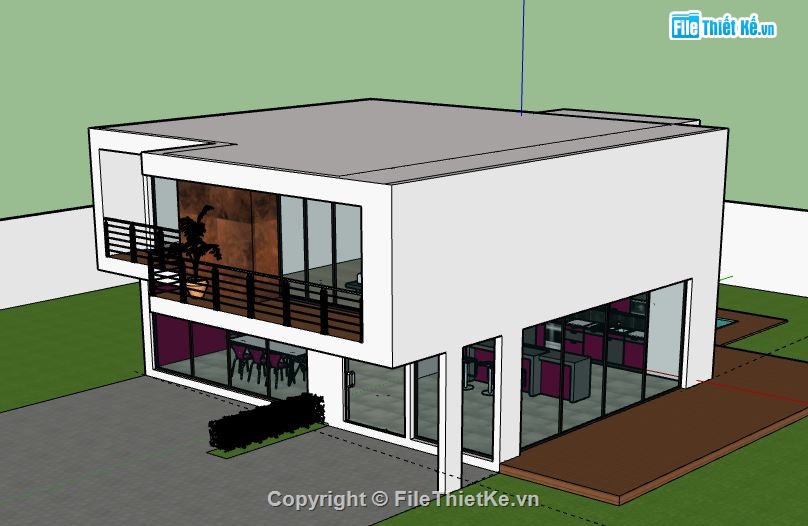 Nhà phố 2 tầng,model su nhà phố 2 tầng,file su nhà phố 2 tầng,nhà phố 2 tầng sketchup,sketchup nhà phố 2 tầng