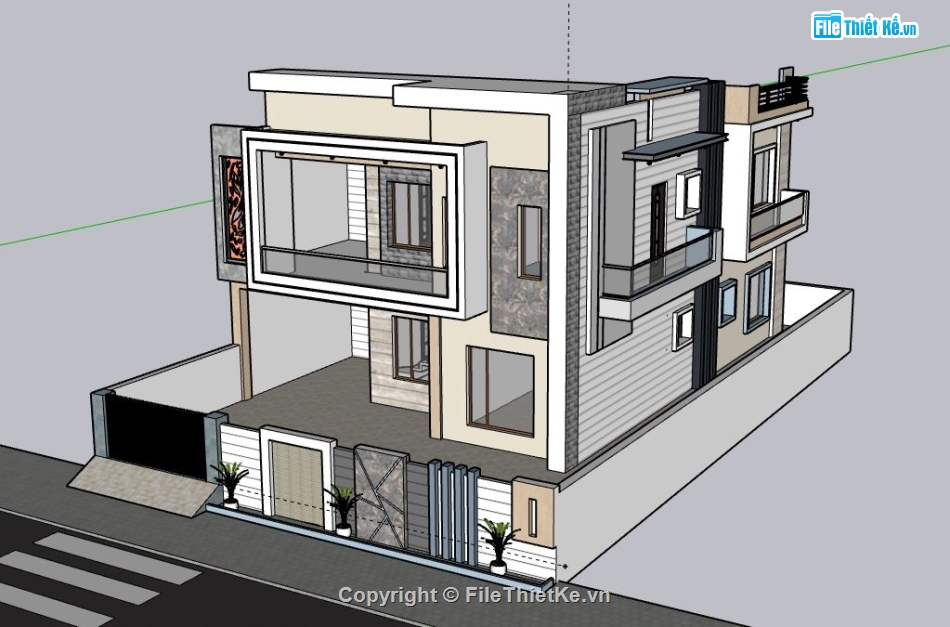 Nhà phố 2 tầng,model su nhà phố 2 tầng,nhà phố 2 tầng file su,sketchup nhà phố 2 tầng,nhà phố 2 tầng file sketchup