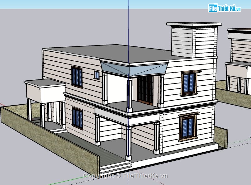 Nhà phố 2 tầng,model su nhà phố 2 tầng,file su nhà phố 2 tầng,file sketchup nhà phố 2 tầng