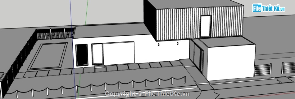 nhà phố 2 tầng 17.3x10.9m,nhà phố 2 tầng file sketchup,model su nhà phố 2 tầng,file su nhà phố 2 tầng