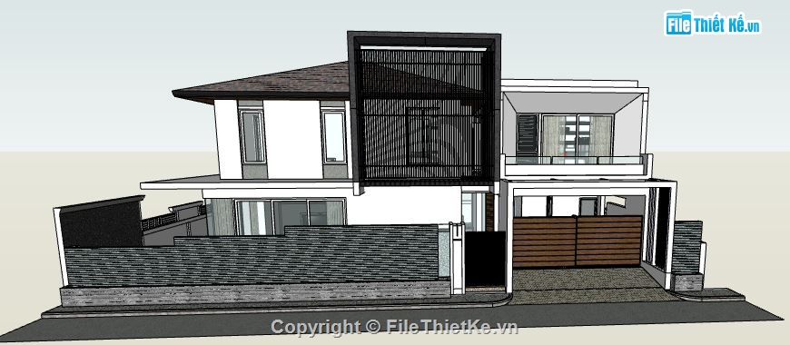 nhà phố 2 tầng file sketchup,file sketchup nhà phố 2 tầng,Nhà phố 2 tầng 17.9x15.8m,mẫu nhà phố 2 tầng đẹp