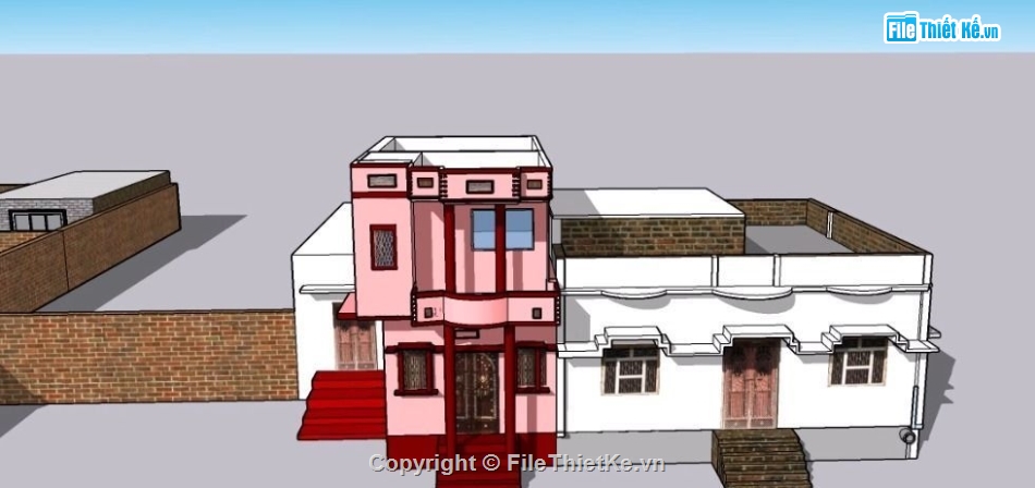 Nhà phố 2 tầng,model su nhà phố 2 tầng,nhà phố 2 tầng file su,sketchup nhà phố 2 tầng,mẫu nhà phố 2 tầng model su