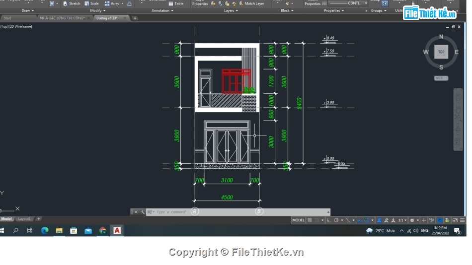 autocad thiết kế nhà phố 2 tầng,Nhà phố 2 tầng,thiết kế nhà phố 2 tầng,full hồ sơ nhà phố 2 tầng,nhà phố 2 tầng kt 4.5x20m