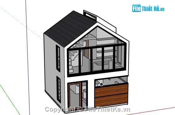 Nhà phố 2 tầng,model su nhà phố 2 tầng,file su nhà phố 2 tầng,file sketchup nhà phố 2 tầng,nhà phố 2 tầng sketchup