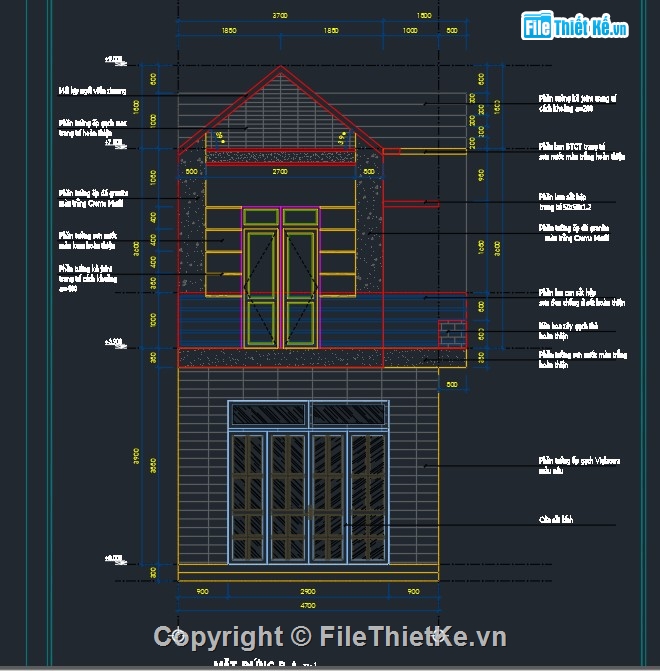 bản vẽ nhà phố 2 tầng,nhà phố 2 tâng,nhà 2 tầng đẹp 4.7x13m