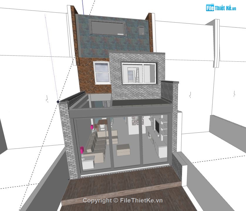 Nhà phố 2 tầng,model su nhà phố 2 tầng,file su nhà phố 2 tầng,sketchup nhà phố 2 tầng