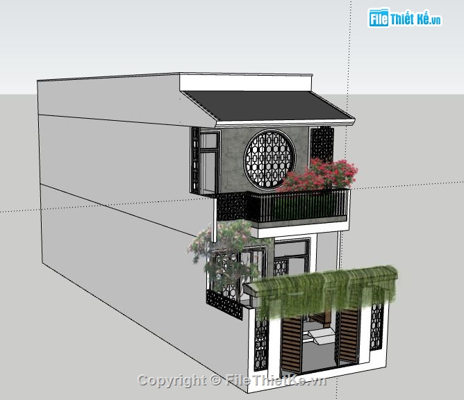 Nhà phố 2 tầng,Nhà 2 tầng đẹp,file su nhà phố 2 tầng,sketchup nhà phố 2 tầng,nhà phố 2 tầng sketchup