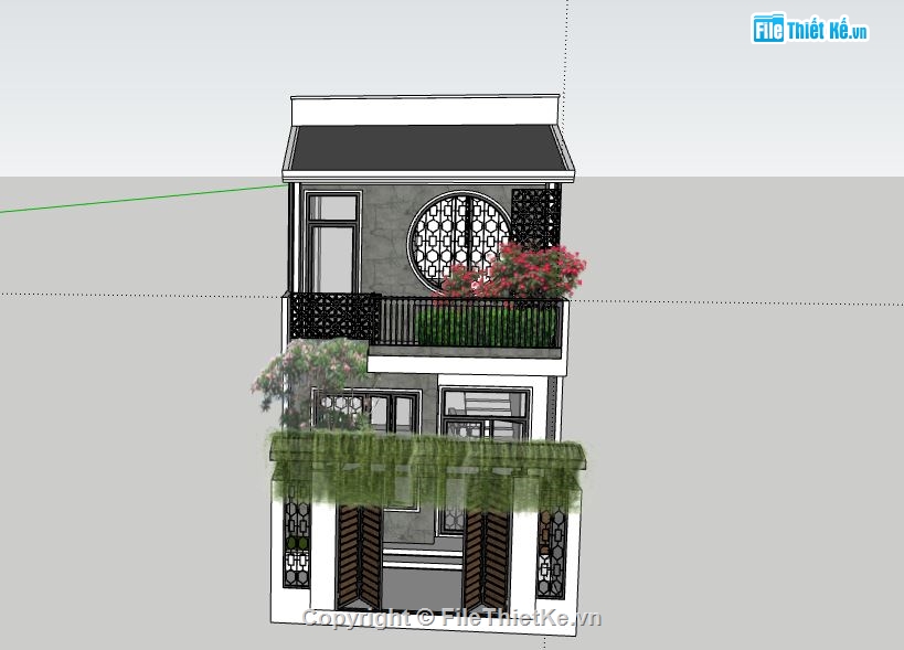 Nhà phố 2 tầng,Nhà 2 tầng đẹp,file su nhà phố 2 tầng,sketchup nhà phố 2 tầng,nhà phố 2 tầng sketchup