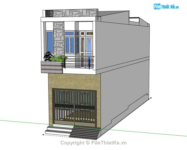 Nhà phố 2 tầng,model su nhà phố 2 tầng,file su nhà phố 2 tầng,nhà phố 2 tầng file su,sketchup nhà phố 2 tầng