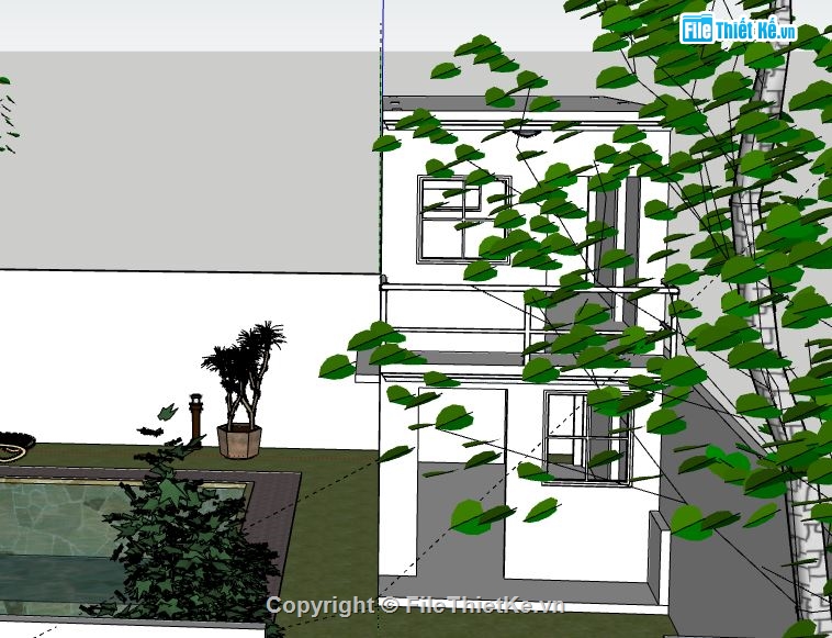 Nhà phố 2 tầng,model su nhà phố 2 tầng,sketchup nhà phố 2 tầng,nhà phố 2 tầng file su