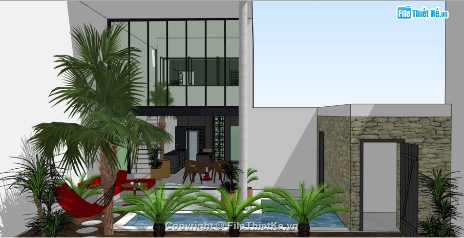 su nhà phố,file sketchup nhà phố,model su nhà phố