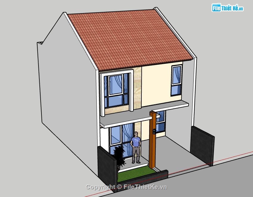 Nhà phố 2 tầng,model su nhà phố 2 tầng,file su nhà phố 2 tầng,file sketchup nhà phố 2 tầng,nhà phố 2 tầng file su