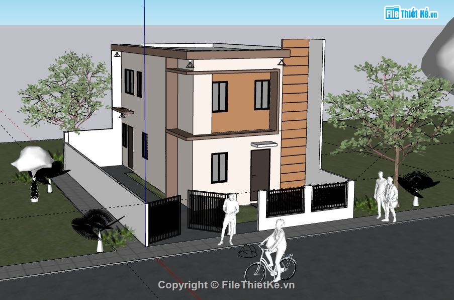 Nhà phố 2 tầng,model su nhà phố 2 tầng,file su nhà phố 2 tầng,sketchup nhà phố 2 tầng