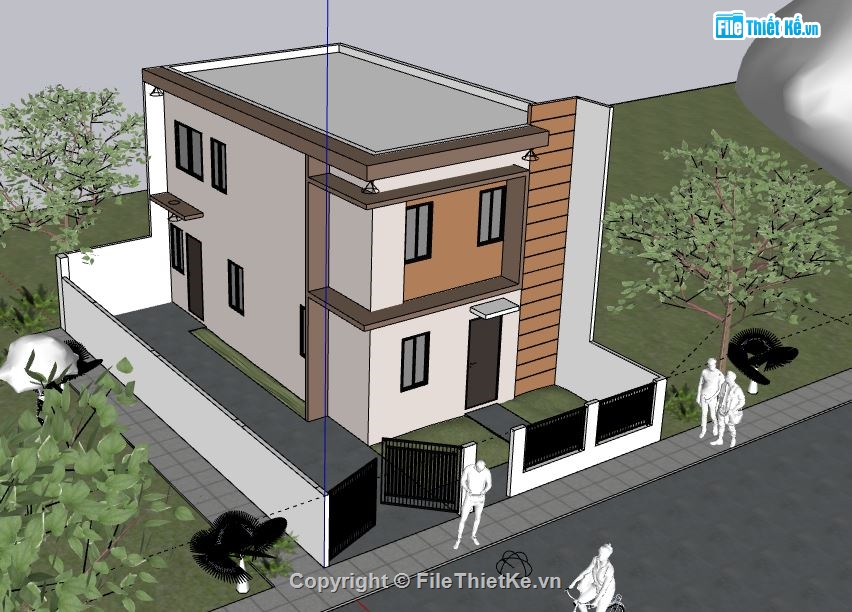 Nhà phố 2 tầng,model su nhà phố 2 tầng,file su nhà phố 2 tầng,sketchup nhà phố 2 tầng