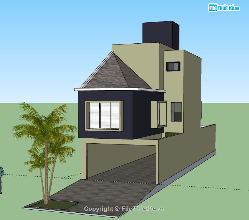 Nhà phố 2 tầng,model su nhà phố 2 tầng,file su nhà phố 2 tầng,nhà phố 2 tầng sketchup,sketchup nhà phố 2 tầng